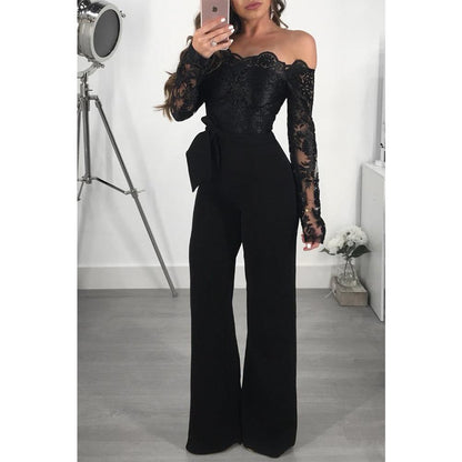 Cap Point Sexy Off Shoulder Lace Jumpsuit