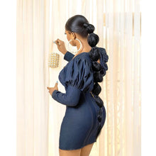 Load image into Gallery viewer, Cap Point Sexy Round Neck Solid Puff Sleeve Mini Dress
