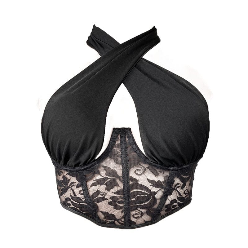 Cap Point Sexy Spliced Lace Bustier Crop Top