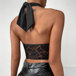 Cap Point Sexy Spliced Lace Bustier Crop Top