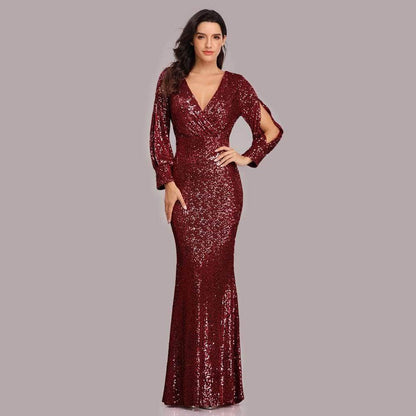 Cap Point Sexy V-neck Mermaid Evening Dress