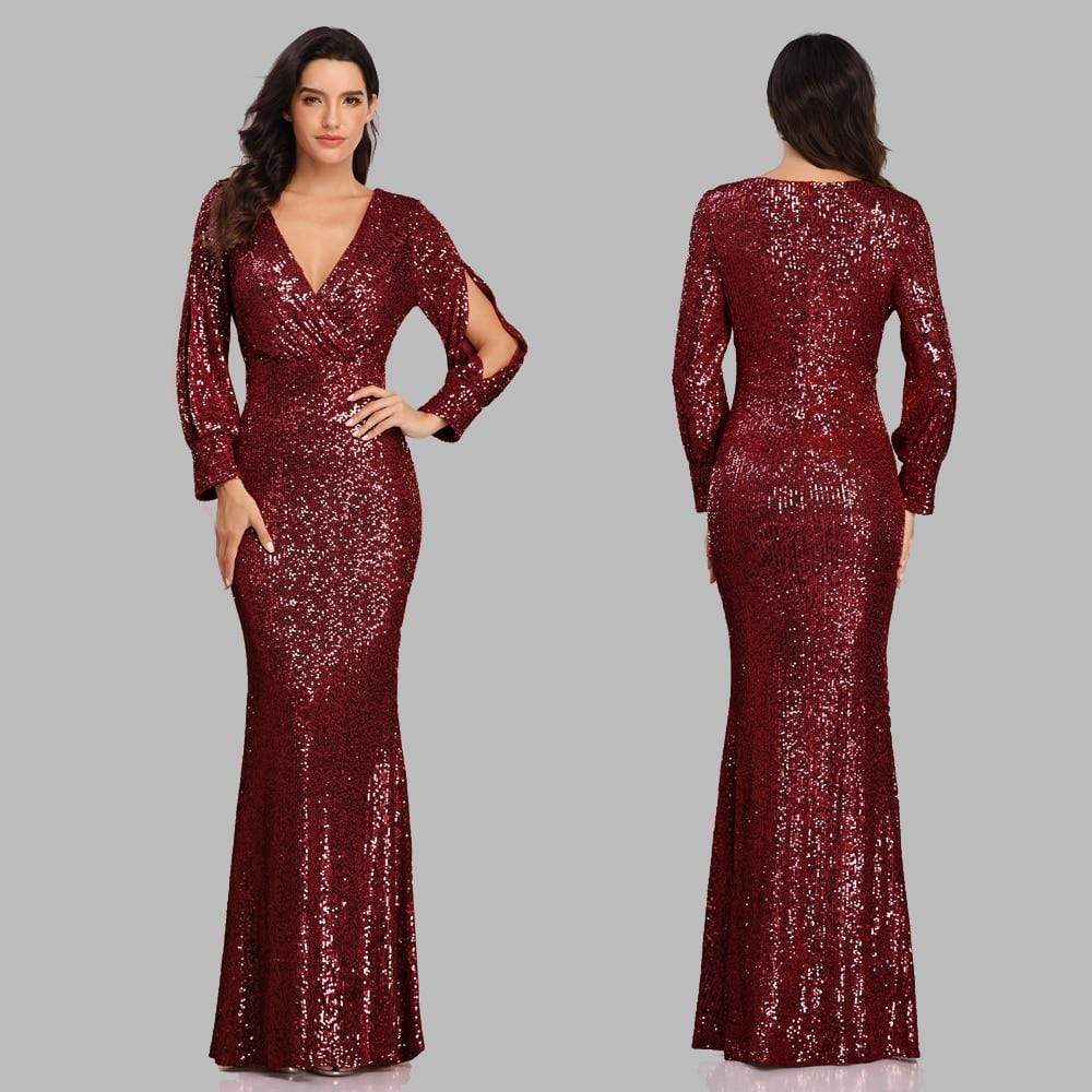 Cap Point Sexy V-neck Mermaid Evening Dress