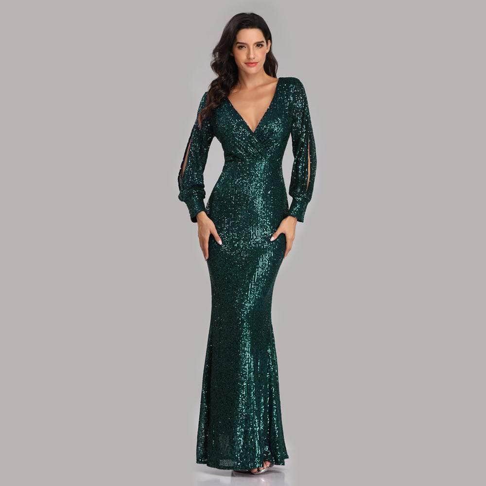 Cap Point Sexy V-neck Mermaid Evening Dress