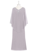 Load image into Gallery viewer, Cap Point Silver / 2 Mother of The Bride Dresses Grace V-neck with Chiffon Beading Mother Dress
