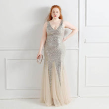 Load image into Gallery viewer, Cap Point Silver / 3XL Salome sequins Banquet Evening Dress
