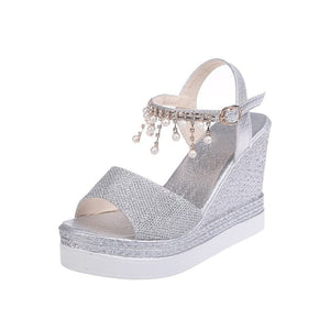 Cap Point Silver / 4.5 Elsa Summer Bead Studded Detail Platform Sandals