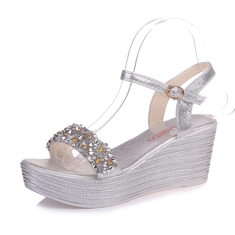 Cap Point silver / 4.5 Elsa Summer Bead Studded Detail Platform Sandals