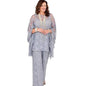 Cap Point Silver / 8 Geneva 3 Piece Long Sleeve Mother of the Bride Pant Suit