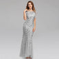 Cap Point Silver / US04 Salome Round Neck Evening Dress
