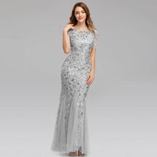 Load image into Gallery viewer, Cap Point Silver / US04 Salome Round Neck Evening Dress
