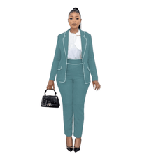 Load image into Gallery viewer, Cap Point Sky Blue / 6 Celine Office Lady New slim fit blazer and pencil pants set
