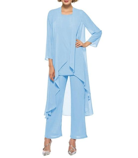 Cap Point Sky blue / 8 3 Pieces Mother of the Bride Champagne Wedding Party Dress