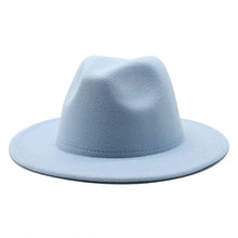 Load image into Gallery viewer, Cap Point Sky blue Classic British Fedora Men Women Woolen Winter Felt Jazz Hat
