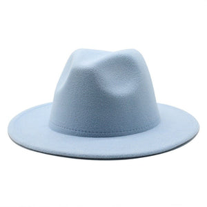 Cap Point Sky blue Classic British Fedora Men Women Woolen Winter Felt Jazz Hat