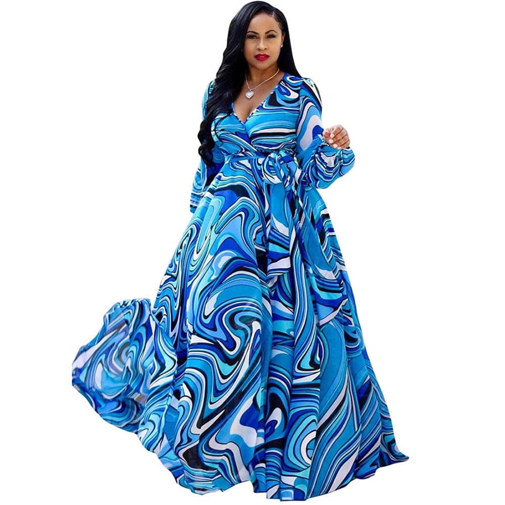 Cap Point Sky blue / S Beatrice Printed Chiffon Summer Dress