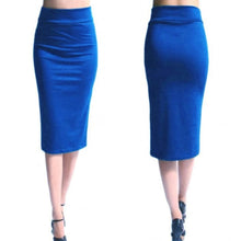 Load image into Gallery viewer, Cap Point sky blue / S Brigitte Stretch High Waist Mid-Calf Pencil Bodycon Midi Skirt
