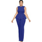 Cap Point Sky Blue / S Dinanga Summer Sleeveless Ruffle Zipper Long Jumpsuit
