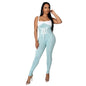 Cap Point Sky Blue / S Linton European Style Sleeveless Patchwork Jumpsuit