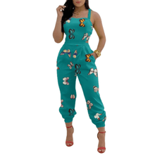 Load image into Gallery viewer, Cap Point Sky Blue / S Mileine Elegant Butterfly Print Crisscross Lace Up Details Backless Jumpsuit
