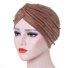 Load image into Gallery viewer, Cap Point Solid folds pearl inner hijab cap
