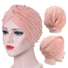 Load image into Gallery viewer, Cap Point Solid folds pearl inner hijab cap
