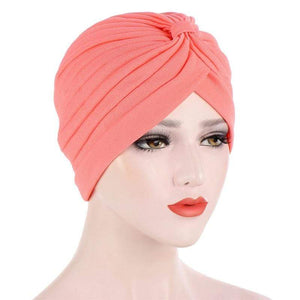Cap Point Spanish Pink Solid folds pearl inner hijab cap