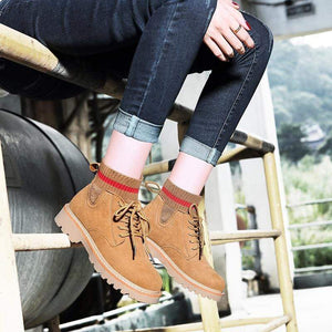 Cap Point Spring Autumn Thick Heel Motorcycle Lace Up Short Ankle Boots