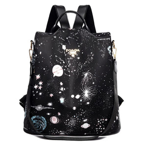 Cap Point Starry sky / One size Denise Multifunctional Anti-theft Large Capacity Travel Oxford Shoulder Backpack