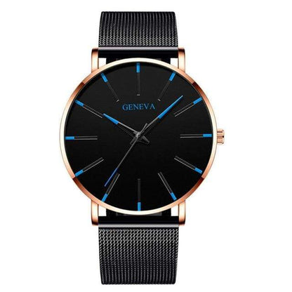 Cap Point Steel black rosy blue Geneva Men Elegant Watch