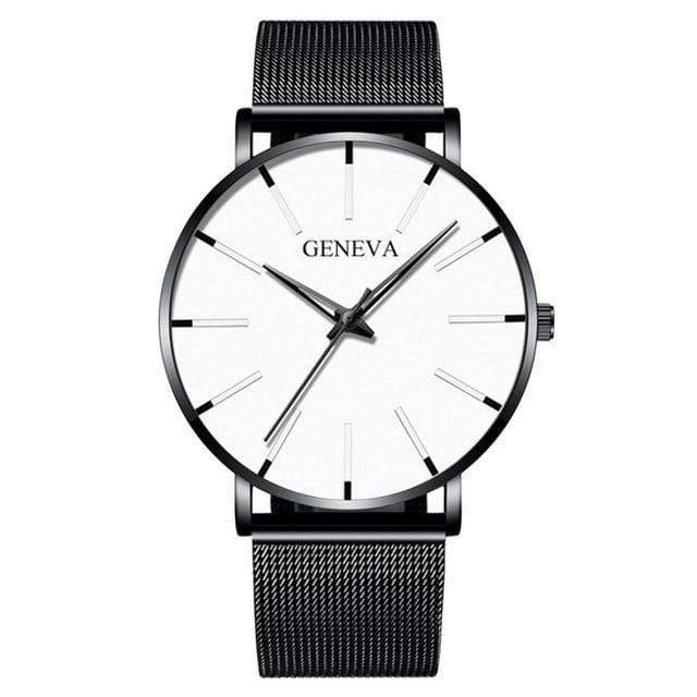 Cap Point Steel black white Geneva Men Elegant Watch