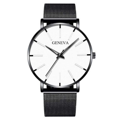 Cap Point Steel black white Geneva Men Elegant Watch