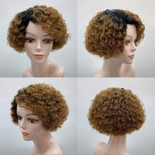 Load image into Gallery viewer, Cap Point Style 1 / Blonde / 6 inches Dina Short Afro Kinky Curly Pixie Cut Human Hair Wigs
