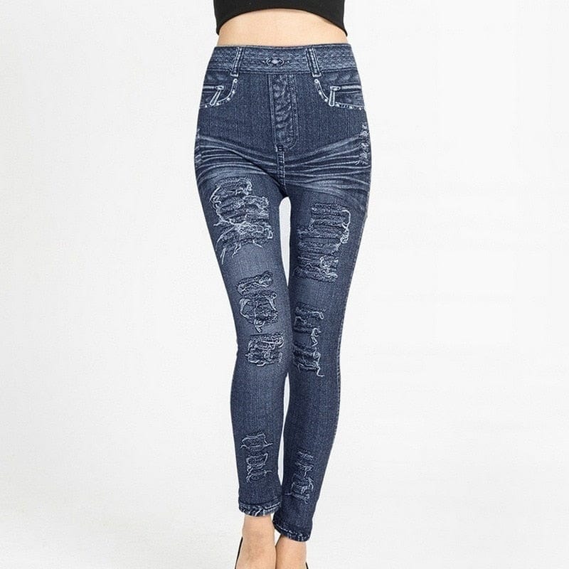 Cap Point styleC-blue / S / China High Waist Seamless Denim Sports Leggings
