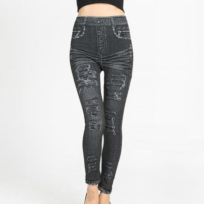 Cap Point styleC-gray black / S / China High Waist Seamless Denim Sports Leggings