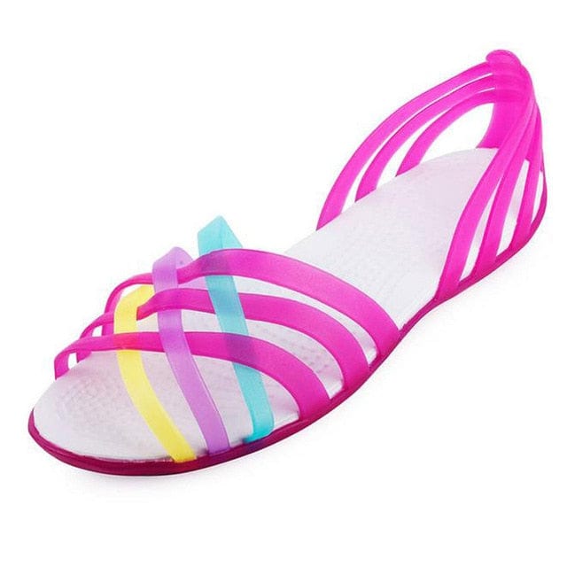 Cap Point Summer Candy Color Peep Toe Stappy Beach Rainbow Shoes
