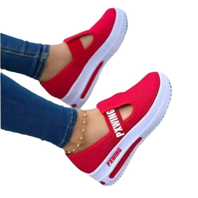 Cap Point Summer Elastic Band Round Toe Platform Sneakers