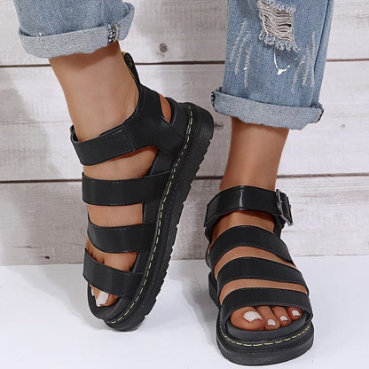Cap Point Summer Martens Flat Platform Open Toe Thick Bottom Wedges Shoes