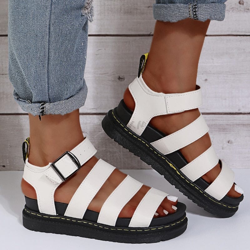 Cap Point Summer Martens Flat Platform Open Toe Thick Bottom Wedges Shoes