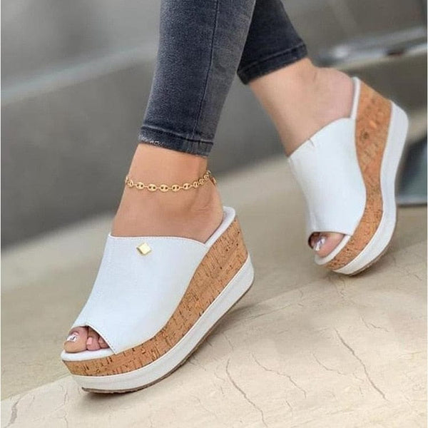 Cap Point Summer Peep Toe Sandals Fashion Platform Slippers