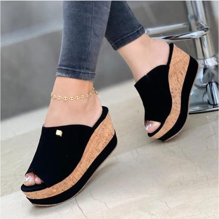 Cap Point Summer Peep Toe Sandals Fashion Platform Slippers