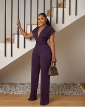 Load image into Gallery viewer, Cap Point Summer Solid Deep V-neck Bandage Long Wide-leg Jumpsuit
