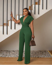 Load image into Gallery viewer, Cap Point Summer Solid Deep V-neck Bandage Long Wide-leg Jumpsuit
