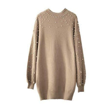 Load image into Gallery viewer, Cap Point Sweet  Faux Pearl Decor Mini Sweater Dress
