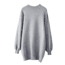 Load image into Gallery viewer, Cap Point Sweet  Faux Pearl Decor Mini Sweater Dress
