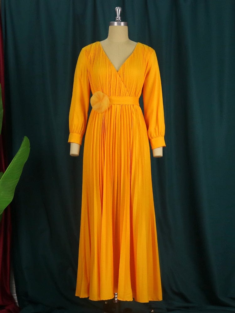 Cap Point Tamyra Elegant A-Line Slim Fit Pleated Maxi Dress