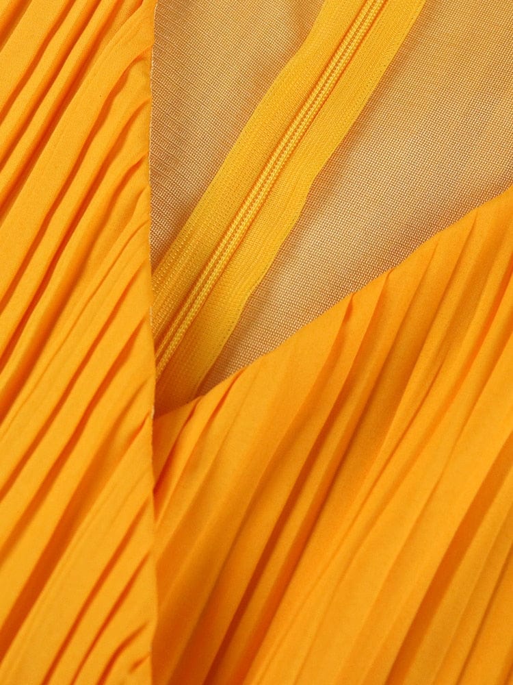 Cap Point Tamyra Elegant A-Line Slim Fit Pleated Maxi Dress