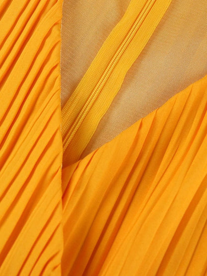 Cap Point Tamyra Elegant A-Line Slim Fit Pleated Maxi Dress