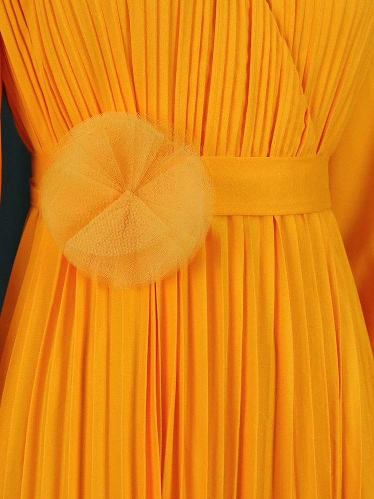 Cap Point Tamyra Elegant A-Line Slim Fit Pleated Maxi Dress