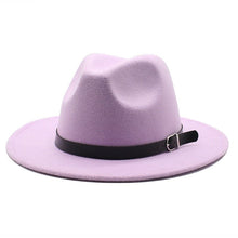 Load image into Gallery viewer, Cap Point Taro purple Classic British Fedora Men Women Woolen Winter Felt Jazz Hat
