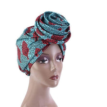 Load image into Gallery viewer, Cap Point Teal red tree African Print Stretch Bandana
